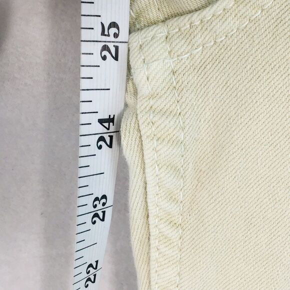 Zara Denim Flared Cropped Jeans Cream Color Women's 10 Raw Hem 26" Inseam - Picture 7 of 15